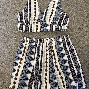 SHEIN High Waist Blue and Brown Shorts